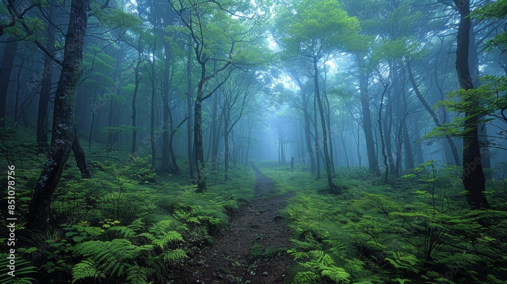 Obraz premium Mysterious Aokigahara Forest in Japan with Gloomy Atmosphere