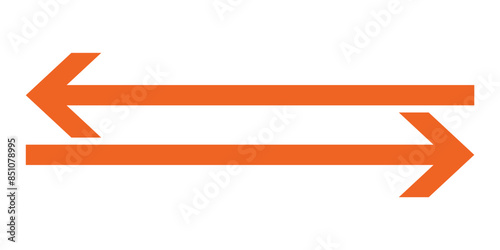 Horizontal dual sided straight arrow signs. Red and orange color arrow symbol collection. Vector Illustration.