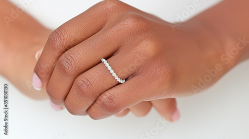 Hands with Diamond Ring. Elegant Wedding Jewelry Close-Up