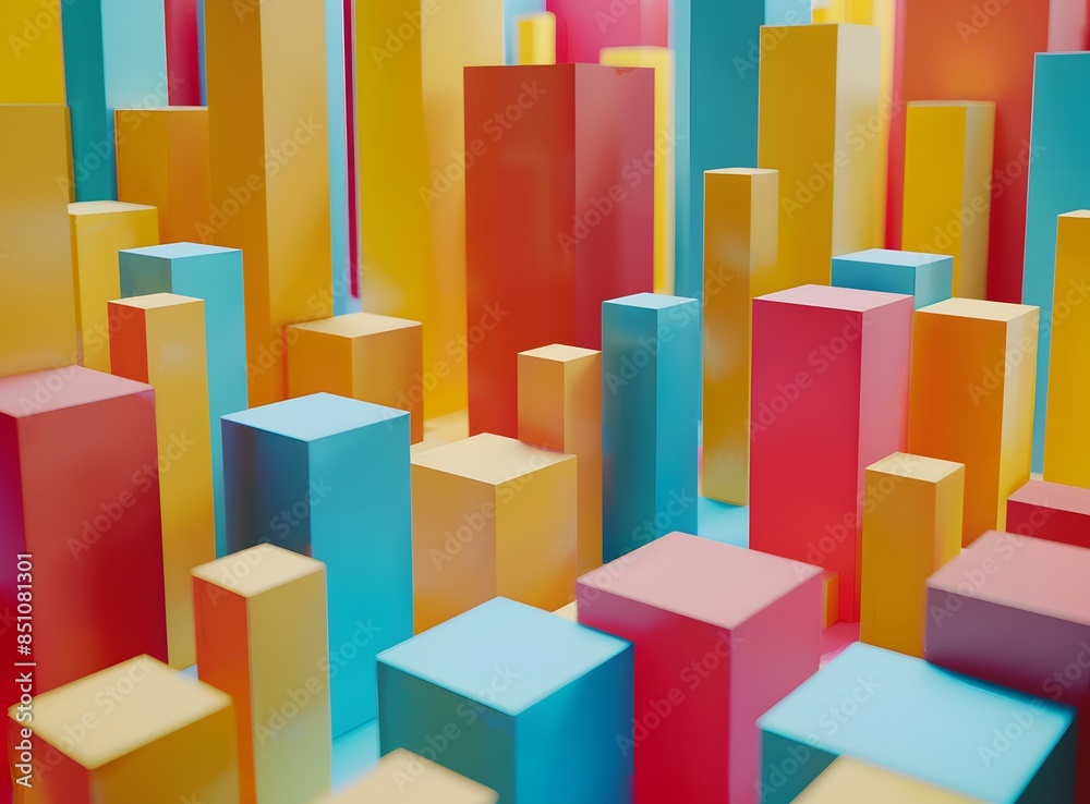 Colorful 3D Illustration of a Cityscape Colorful 3D Illustration of a Cityscape