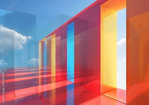 glass wall with blue sky