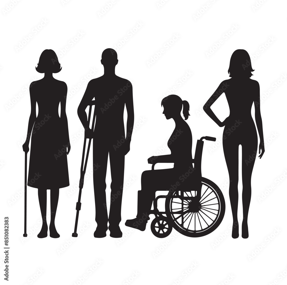 Vector silhouette of people with disabilities a white background. Vector silhouette of people with disabilities a white background.