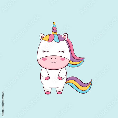 Cute baby unicorn character. Vector illustration