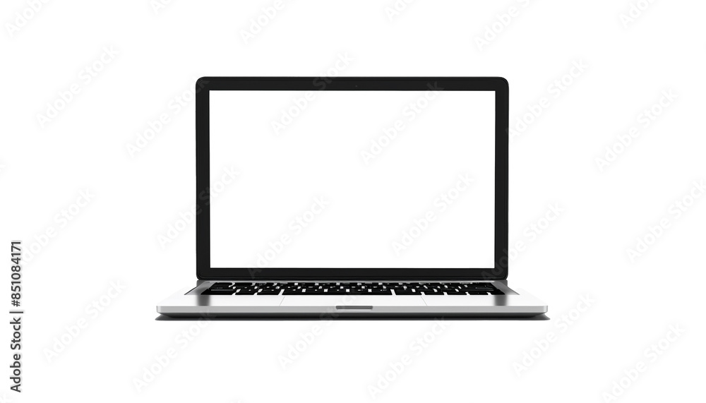 Blank Laptop Screen on Isolated White Background - Mockup for Displaying Content or Messages Blank Laptop Screen on Isolated White Background - Mockup for Displaying Content or Messages