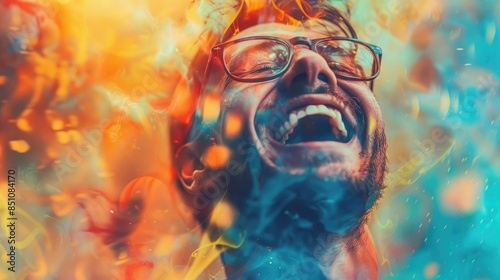 man ecstatic with joy and happiness, photo
