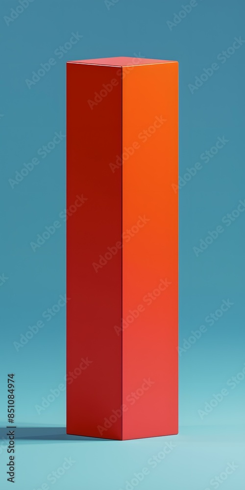 3D rendering of a red rectangular prism on a blue background 3D rendering of a red rectangular prism on a blue background
