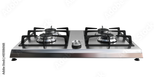 Stainless Steel Gas Stove with Two Burners photo