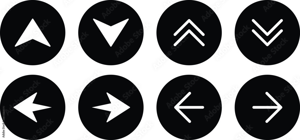Swipe up arrow icon set. Up Down and left right Arrows sign on white background. Swipe up arrow icon set. Up Down and left right Arrows sign on white background.