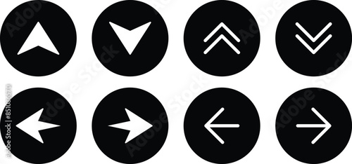 Swipe up arrow icon set. Up Down and left right Arrows sign on white background.