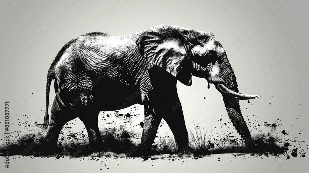 Φωτογραφία Portrait of an elephant in African national parks on pure white background: National Geographic style