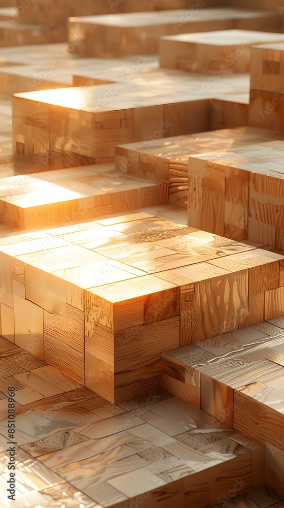 3D rendering of wooden blocks 3D rendering of wooden blocks
