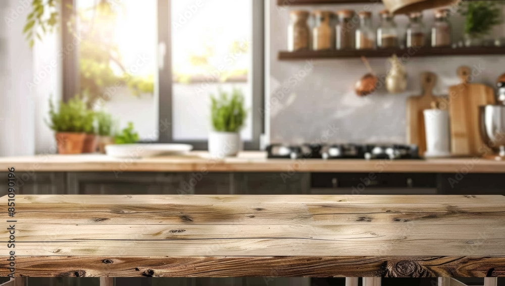 Farmhouse Kitchen: Bright, Sunlit Space with Wooden Table Farmhouse Kitchen: Bright, Sunlit Space with Wooden Table