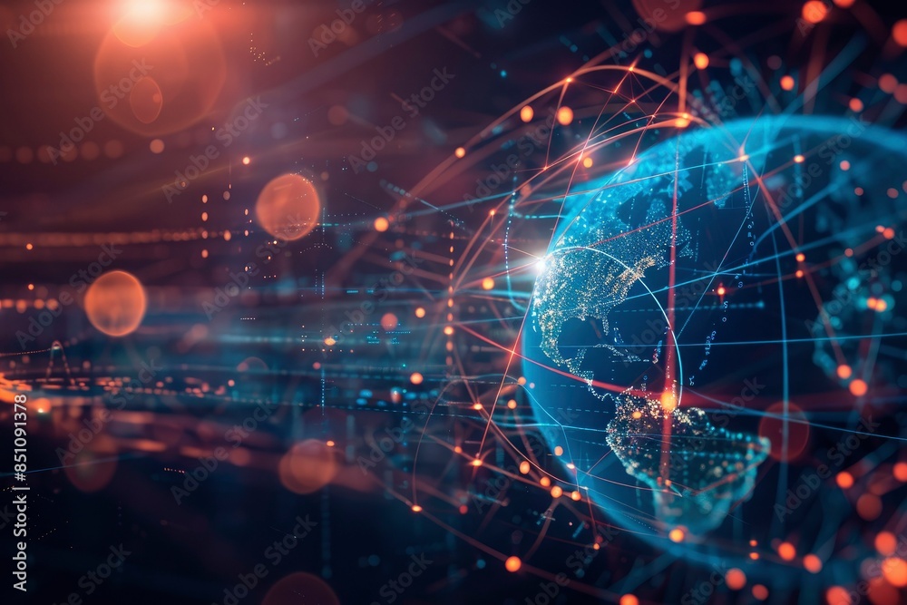 Global business internet network connection IoT Internet of Things business intelligence concept Busines global network futuristic technology background - generative ai Global business internet network connection IoT Internet of Things business intelligence concept Busines global network futuristic technology background - generative ai