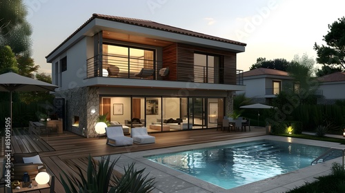 Modern House with Swimming Pool and Patio