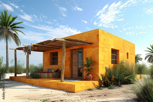 Small clay house in the desert photo