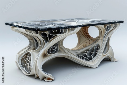 Innovative furniture concept - showcasing a creative table design model that blends functionality with artistic flair, pushing the boundaries of modern interior aesthetics.