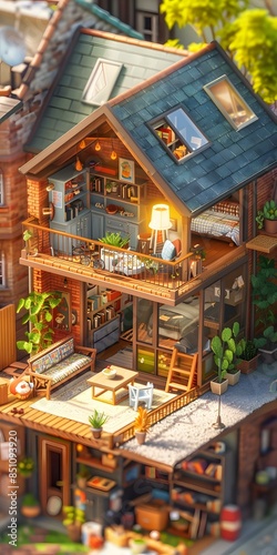 Cozy Miniature House With Detailed Interior and Exterior Design © Adobe Contributor