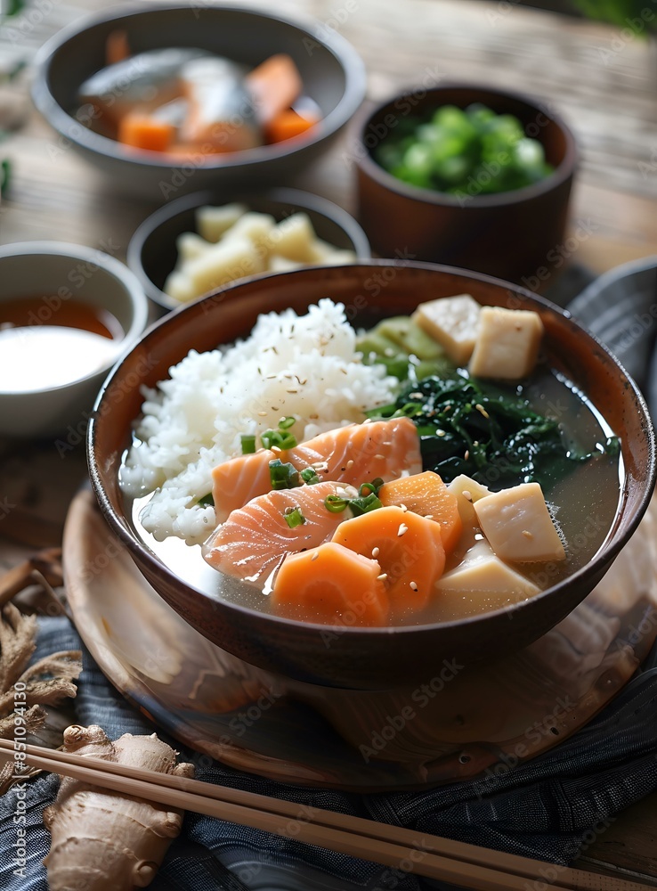A delicious and nutritious meal of salmon and vegetables. A delicious and nutritious meal of salmon and vegetables.