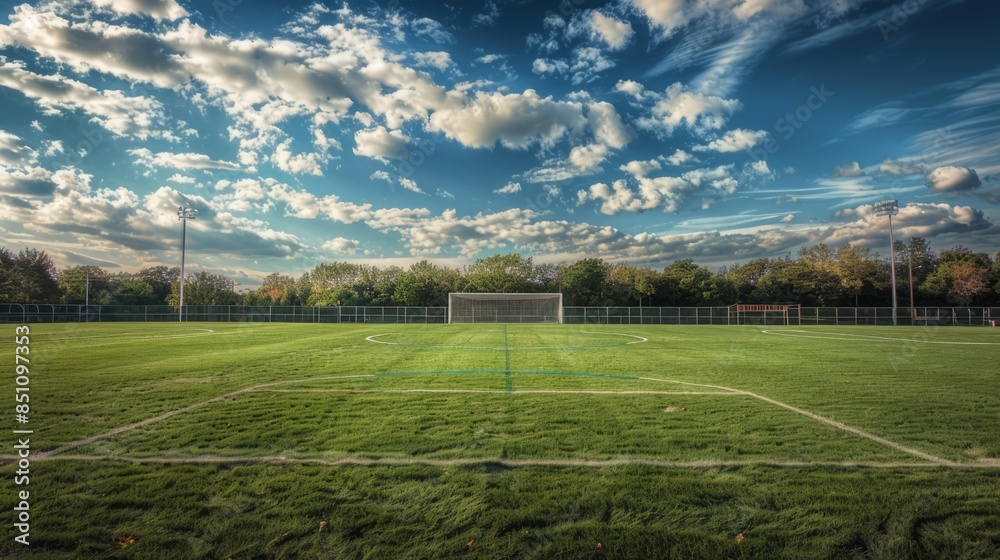 A beautiful and natural view of the soccer field. A beautiful and natural view of the soccer field.