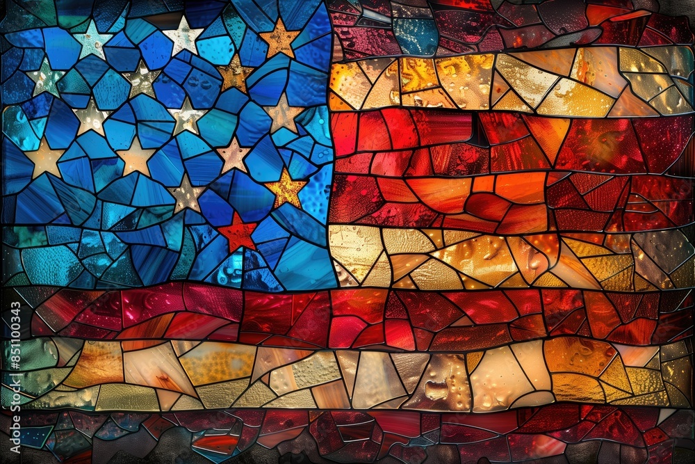 Stained Glass American Flag Banner Design, Patriotic Mosaic Home Decor Design, Freedom Independence Memorial Day Wallpaper, Old Glory, Red White and Blue, Stars and Stripes Stained Glass American Flag Banner Design, Patriotic Mosaic Home Decor Design, Freedom Independence Memorial Day Wallpaper, Old Glory, Red White and Blue, Stars and Stripes