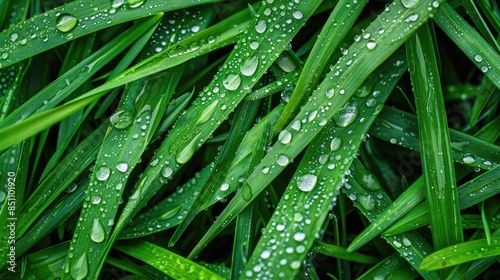 Water droplets on blades of grass photo
