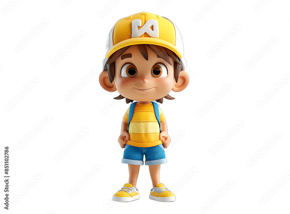 [Transparent Background PNG]3D illustration of a happy little boy