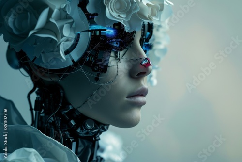 The Cybernetic Flower: A Portrait of Artificial Beauty. Generative AI