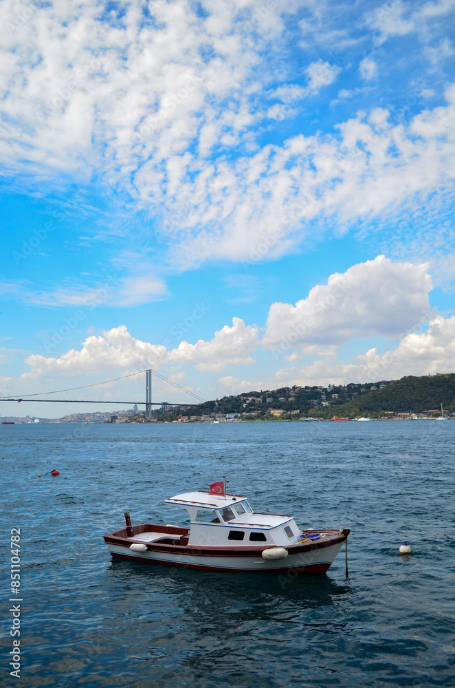 Naklejka premium fishing boats on the bosphorus, istanbul