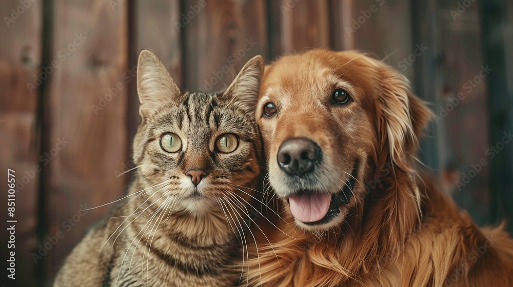 Happy Dog and Cat Portrait: A Heartwarming Display of Pet Friendship Happy Dog and Cat Portrait: A Heartwarming Display of Pet Friendship