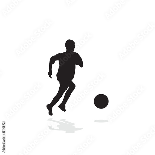 vector soccer player silhouette. player shooting