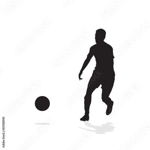 vector soccer player silhouette. player shooting