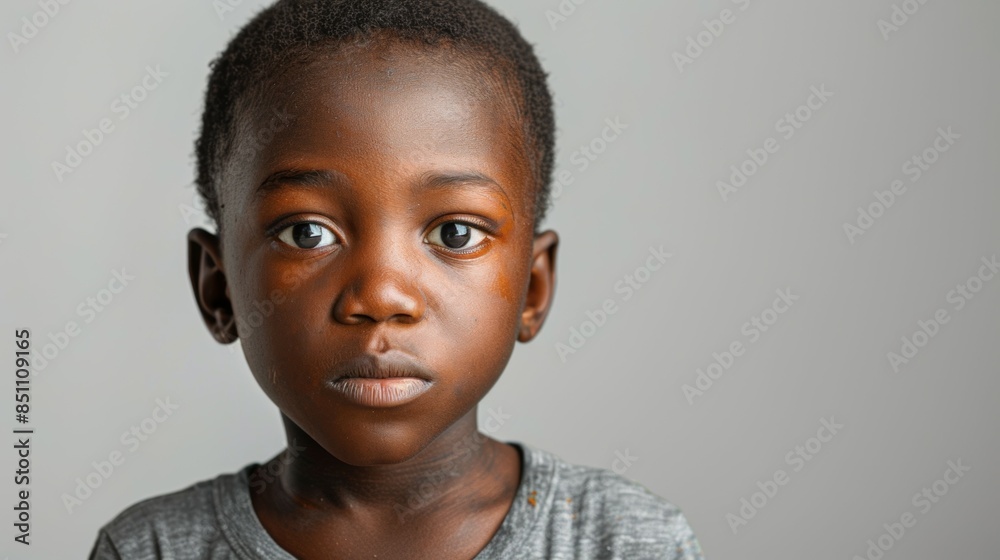 A young boy with brown hair and brown eyes is looking at the camera A young boy with brown hair and brown eyes is looking at the camera