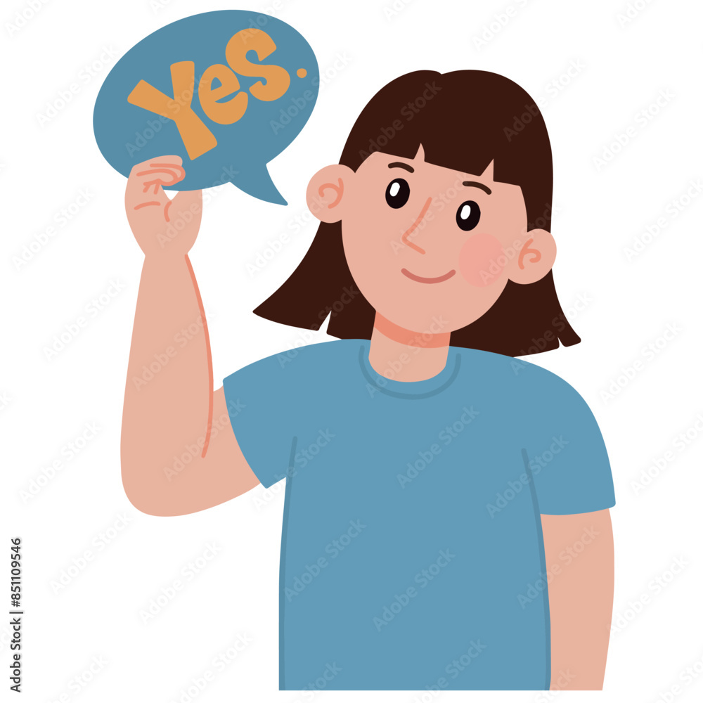 Vector woman holds speech bubble cloud startup brainstorming banner illustration Vector woman holds speech bubble cloud startup brainstorming banner illustration
