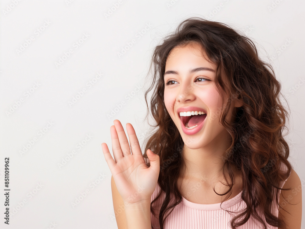 Fototapeta premium 大声で応援する女性