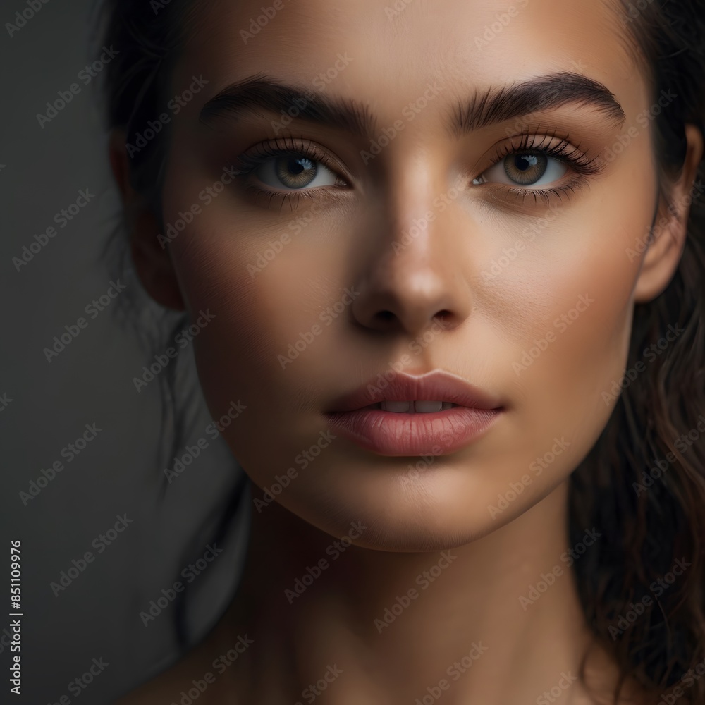 Portrait of an extremely attractive woman with a hyperrealistic, beautiful full perfect face. Portrait of an extremely attractive woman with a hyperrealistic, beautiful full perfect face.