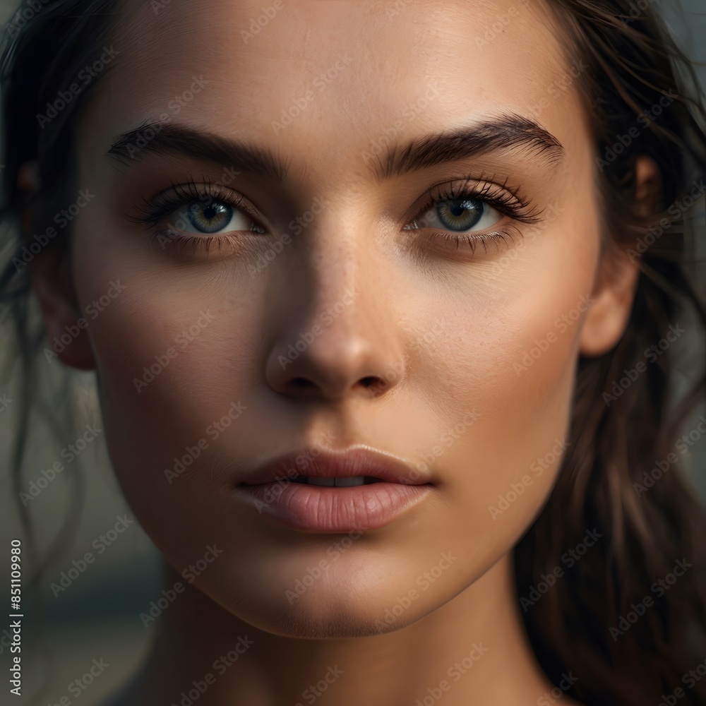 Portrait of an extremely attractive woman with a hyperrealistic, beautiful full perfect face. Portrait of an extremely attractive woman with a hyperrealistic, beautiful full perfect face.