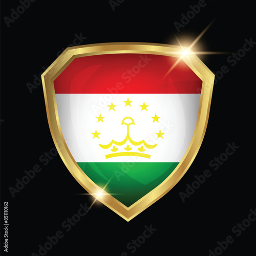 Free Download Tajikistan Flag Golden Shield Logo - GFXLoad