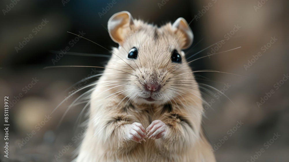Curious rodent (mouse/gerbil),, standing on back feet and looking at the camera. Curious rodent (mouse/gerbil),, standing on back feet and looking at the camera.
