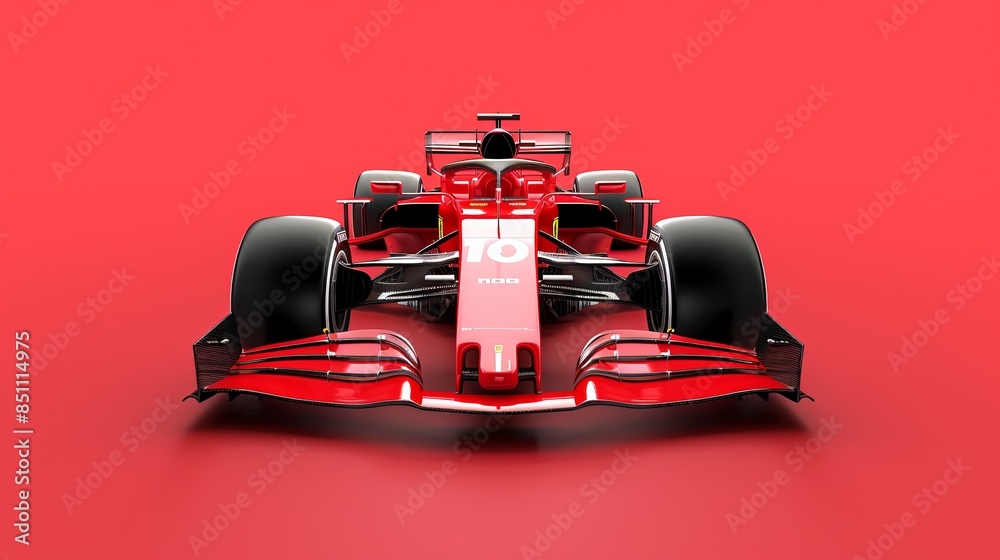 Naklejka premium Formula 1 Car, Formula 1 Racing Car, F1 Car isolated on solid red background. isolated on a solid red background. Illustrations