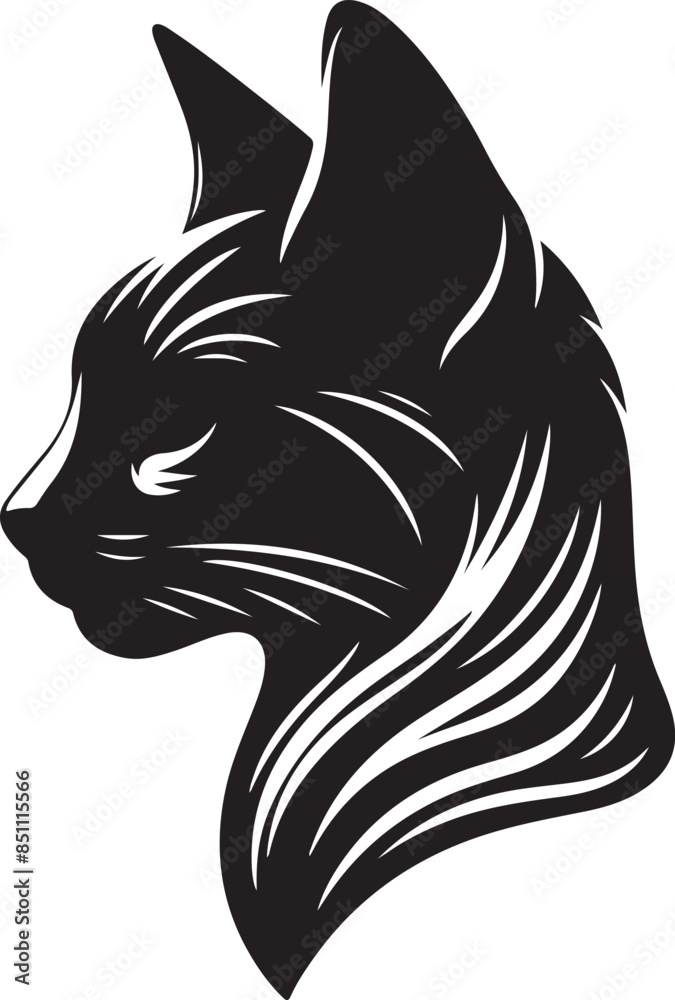 Cat Head Face Silhouette vector illustration Cat Head Face Silhouette vector illustration