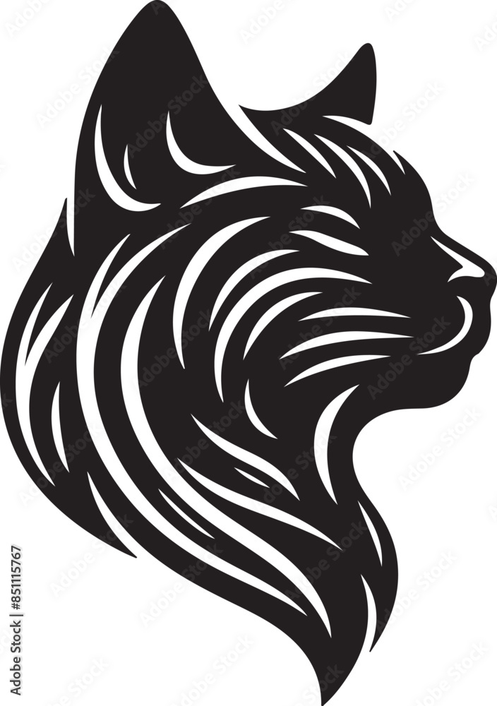 Obraz premium Cat Head Face Silhouette vector illustration