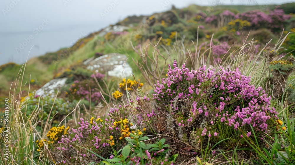 Obraz premium Heather and gorse on Howth Head .