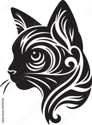Wallpaper Mural Cat Head Face Silhouette vector illustration Torontodigital.ca