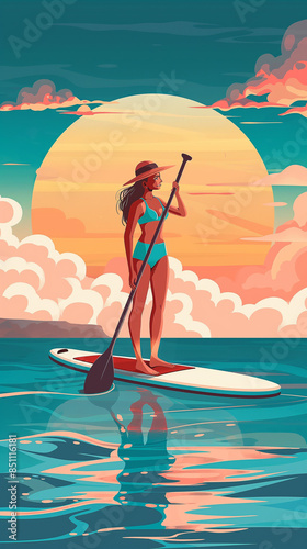 balade en paddle au couché du soleil