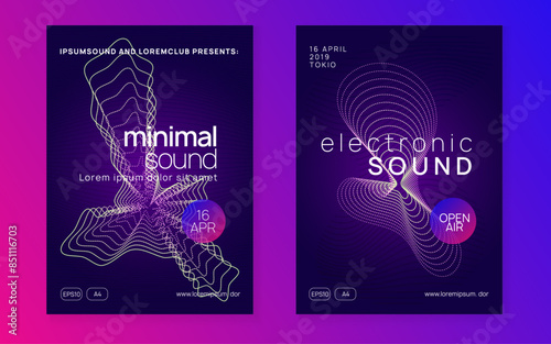 Fest Flyer. Electronic Beat Illustration. Green Music Poster. Dance Set. Violet Night Club Background. Trance Vector. Edm Festival Template. Pink Fest Flyer