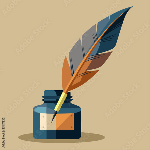 feather pen and inkwell