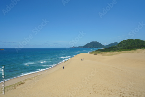 Tottori Sand Dunes Landscape under Clear Blue Sky