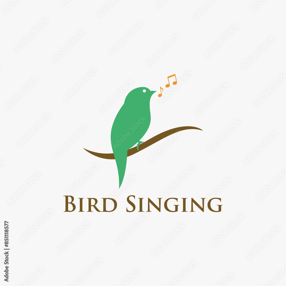 Simple bird singing vector logo Simple bird singing vector logo