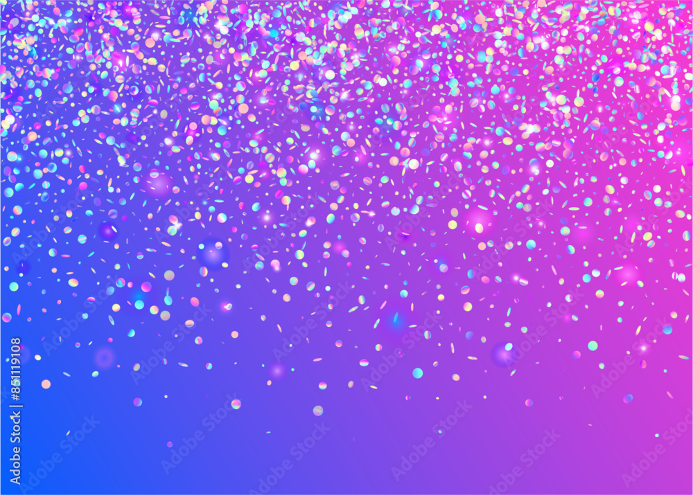 Obraz premium Rainbow Tinsel. Cristal Poster. Modern Ribbon. Festive Glitter. Happy Isolated Backdrop. Purple Disco Sparkle. Carnaval Effect. 3d Texture. Blue Rainbow Tinsel