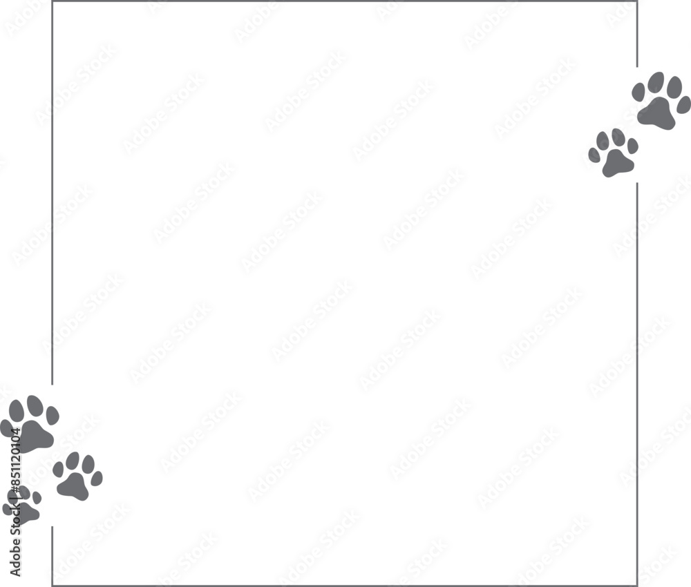 Fototapeta premium Dog Paw frames, Black Dog Paw silhouettes